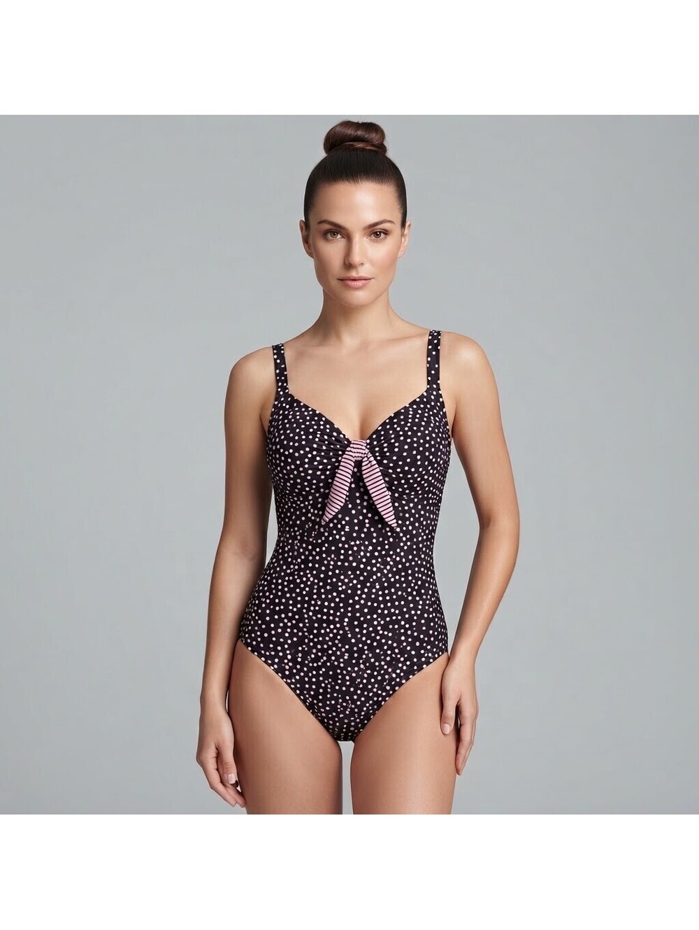 Maxine Women’s S/M Black Pink Polka Dot One-Piece Swimsuit